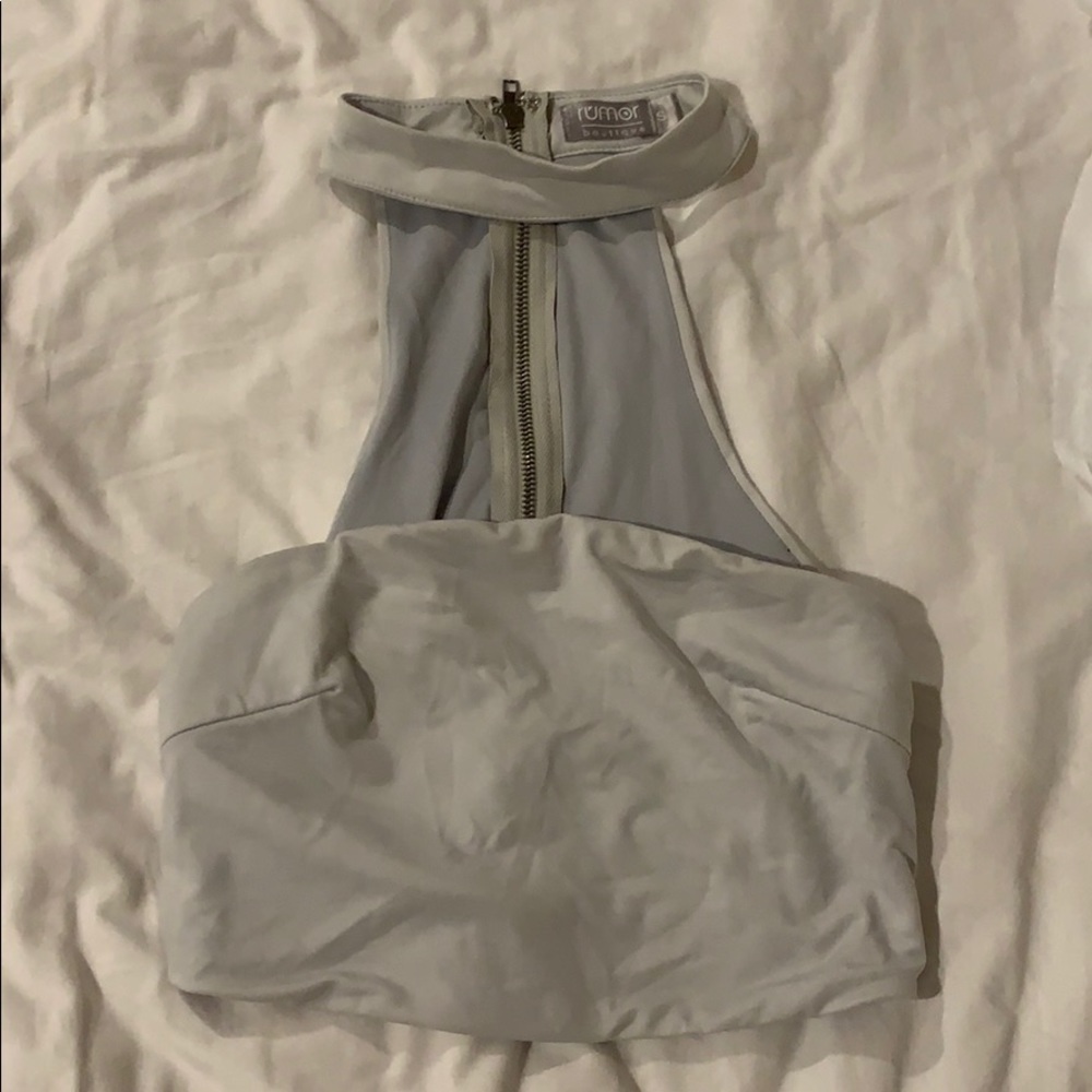 LF Grey neck crop top